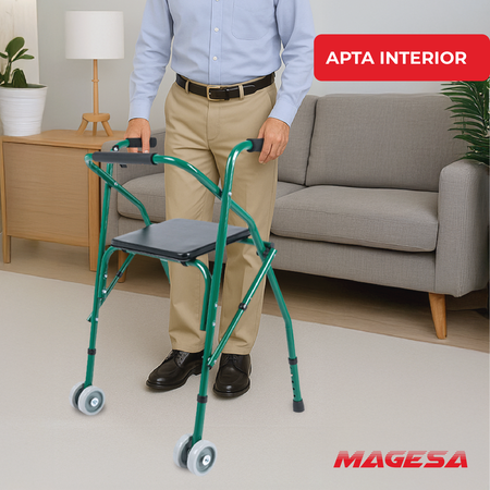 Andador Ortopedico De Aluminio Con Asiento Y Ruedas Jl914