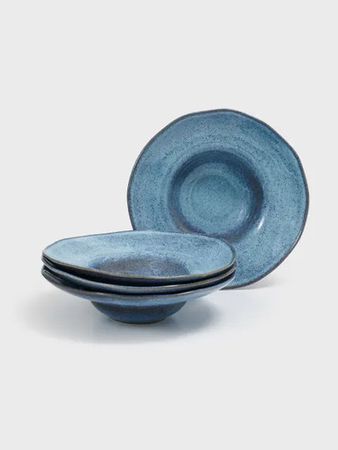 Set 4 Platos De Pasta 28cm Avant Garde Orgánico Stoneware Celeste