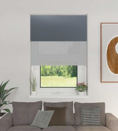 CORTINA ROLLER DOBLE BLACK OUT Y SCREEN 5% - GRIS OSCURO 1.50 X 1.65