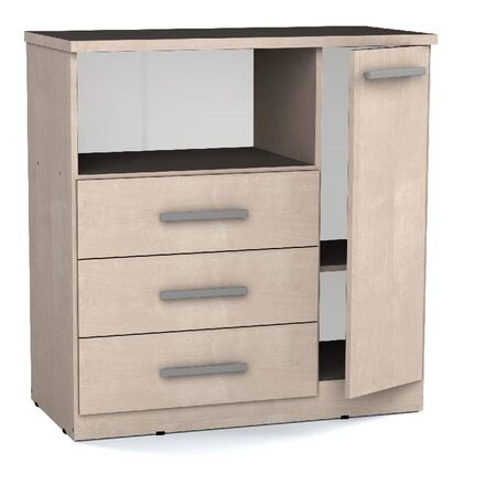 COMODA ORLANDI AB 294 PREMIUM - ABEDUL, 3 CAJONES, 1 PUERTA, 1 ESTANTE