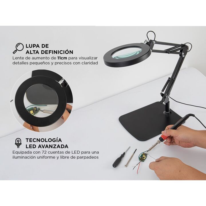 Lámpara Led De Escritorio Gadnic Con Lupa 3 Luz Ajustable - Vista 3