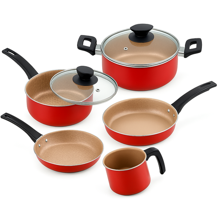 Set Batería De Cocina Oliveira 5 Pz Aluminio Antiad. De lujo