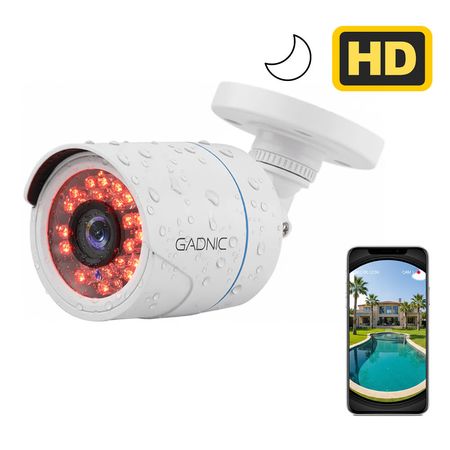 Cámara De Seguridad Gadnic Bullet IP CCTV Hd 720P Visión Nocturna Incluye Cable BNC Video DVR
