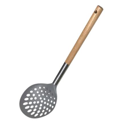 Espumadera Hudson De Cocina Con Mango De Madera Color Marrón Gris