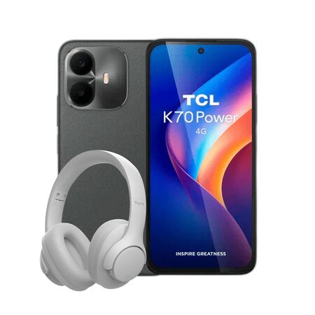 Combo TCL K70 Power 4+256GB Gris + Auriculares Hune Flora Vincha