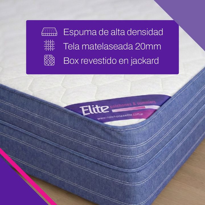 Conjunto Sommier y Colchón Elite Everest 1 Plaza (80x190 cm) - Espuma Alta Densidad - Vista 5