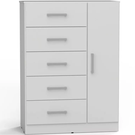 Chifonier Orlandi 1 Puerta 5 Cajones Tono Blanco 3412