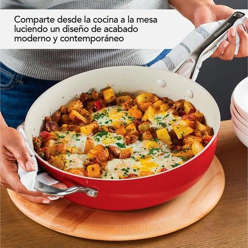 Sarten Kitchenaid Antiadherente Cerámico 4,7L Rojo - Vista 7