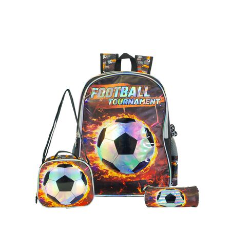 Mochila Escolar + Cartuchera + Lunchera Infantil Nene Varon Futbol Pelota