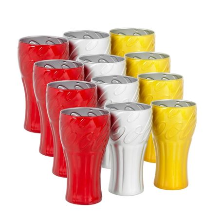 Set x 12 Vasos Vidrio Coca Cola Color Metalizado 350 ml Pasabahce
