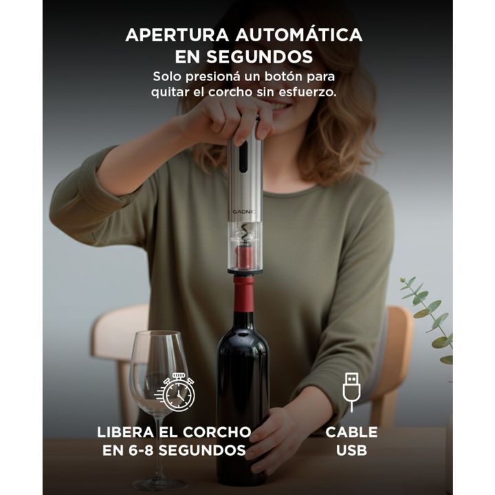 Set Para Vino Profesional Gadnic V8093 Abridor Vertedor Conservador - Vista 3