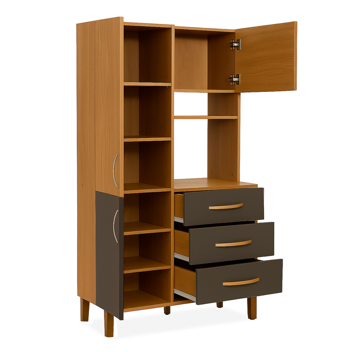 Despensero Organizador de Cocina Kit de 3 puertas y 3 cajones Grafito Teca Maximo Acapulco - Vista 3