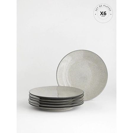 Set 6 platos postres Blackly Pedra Rocha Porcelana Grey 21