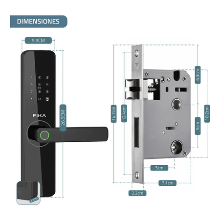 Cerradura smart lock electrónica digital Inteligente con Huella Tarjeta Wifi App FIKA
