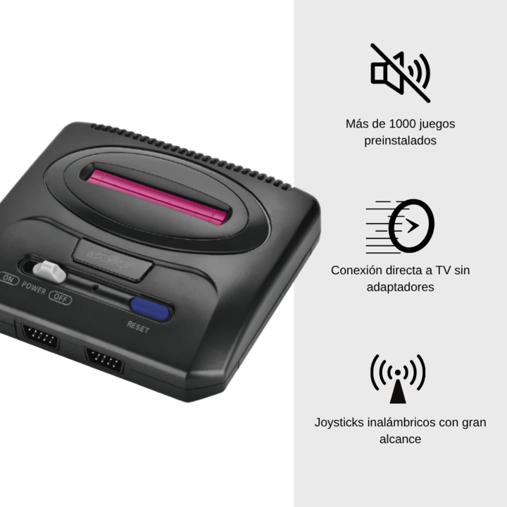 Consola Super Mini Drive con joysticks inalámbricos mas de 1000 juegos Retro - Negro - Vista 5