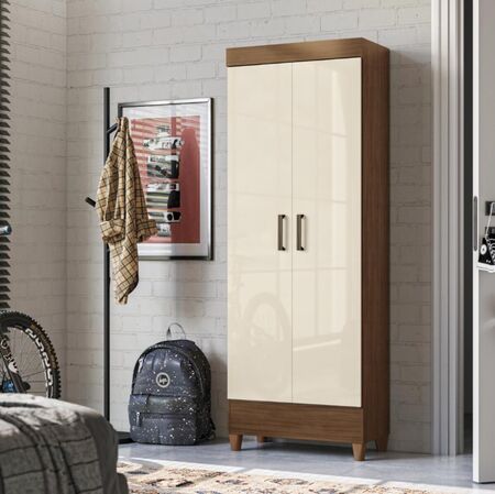 Mueble Multiuso Fit 2 Puertas Color Marrón con Blanco Nuez Santos Andirá 165,5 cm de alto x 60 cm de ancho x 31,2 cm de prof (M0000469)