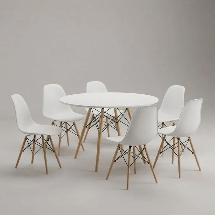 Juego De Comedor Mesa Eames 120cm+6 Sillas Eames Blanco - Vista 2