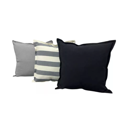 Combo 3 almohadones Tusor 50x50 - Diseño Negro y gris B
