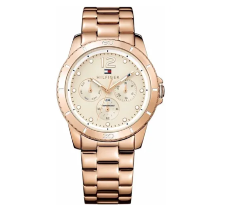 RELOJ ANALÓGICO TOMMY HILFIGER - FDO DORADO CAJA CUARZO MALLA ACERO INOX (RTH0763)