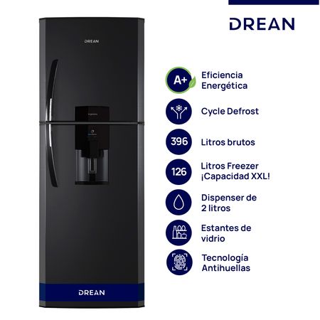 Heladera con freezer Cíclica 396 L Black Steel Drean HDR400F41N