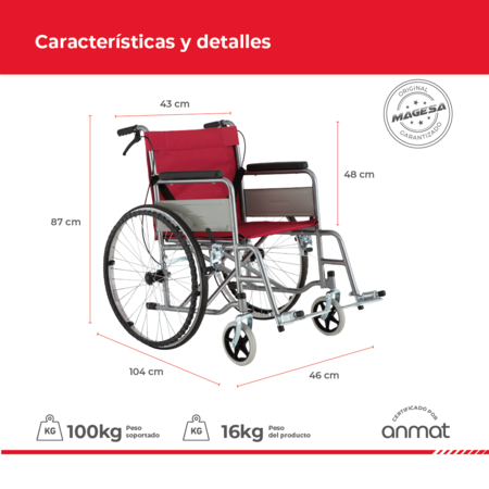 Silla De Ruedas Apoyabrazos Fijos Plegable JL808