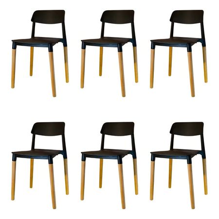 Silla De Comedor Milan Pack de 6 Sillas Negro