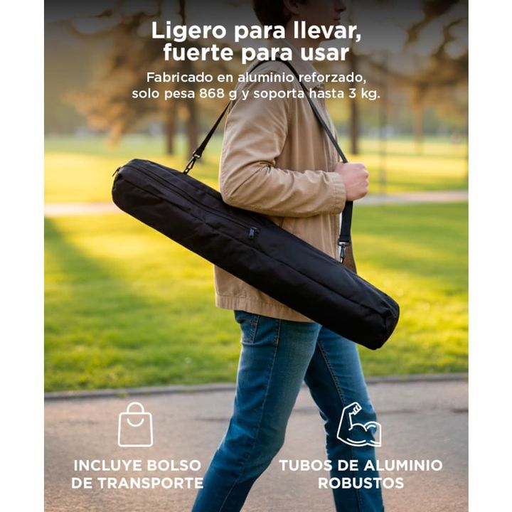 Trípode Cámara Gadnic T-3 Aluminio 1,40mt Cabezal 90° Bloqueo Flip Gancho Contrapeso - Vista 5