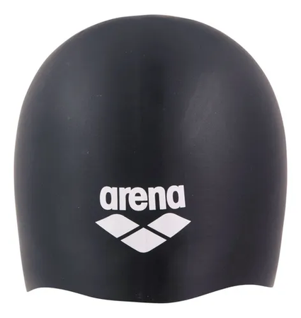 Gorra Natación Arena Long Hair Silicona Cabello Largo Black White (203)