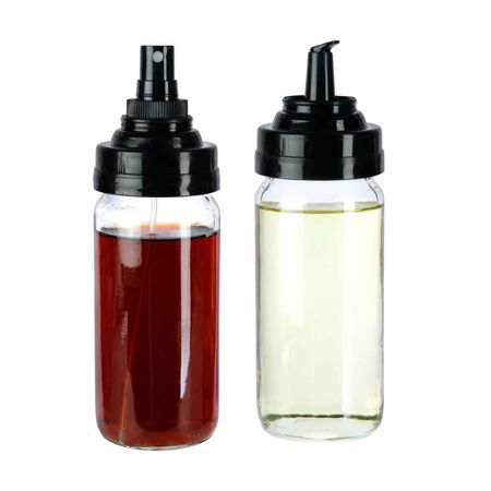 Set Aceitera Vinagrera Vidrio Rociador Dosificador Dispenser 245 cc Aston
