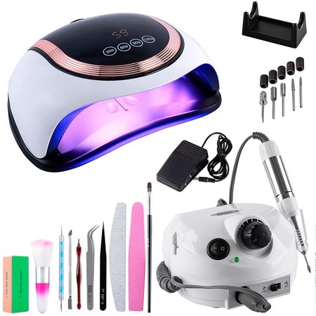 Kit Gadnic de Cabina Para Uñas Uv Led 180W + Torno Manicura T202 Profesional