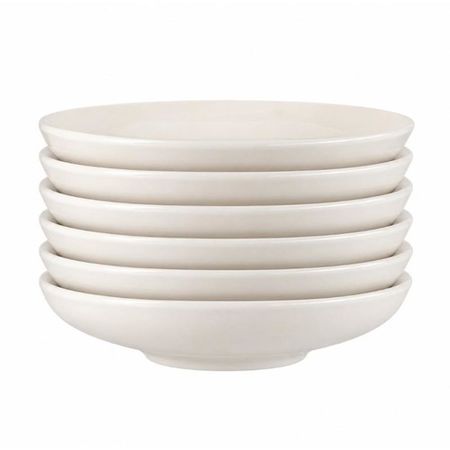Set 6 Plato Hondo Porcelana Carol 25 cm Línea Plana Blanco