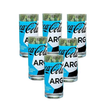 Set x 6 Vasos Vidrio Coca Cola Mundial Argentina 245 cc Pasabahce