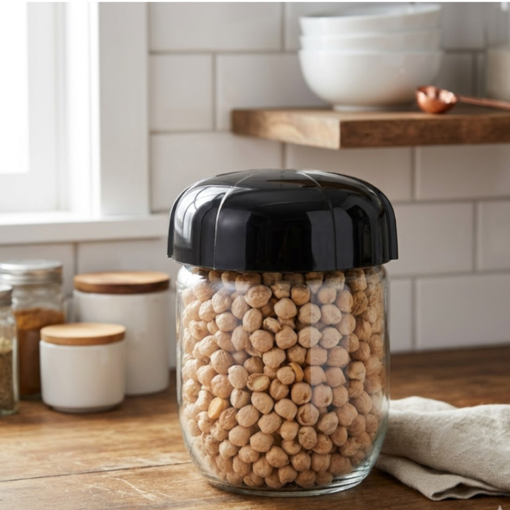 Frasco Vidrio Hermetico 425 Cc Cierre Rosca Tapa Plastica Negro - Vista 2