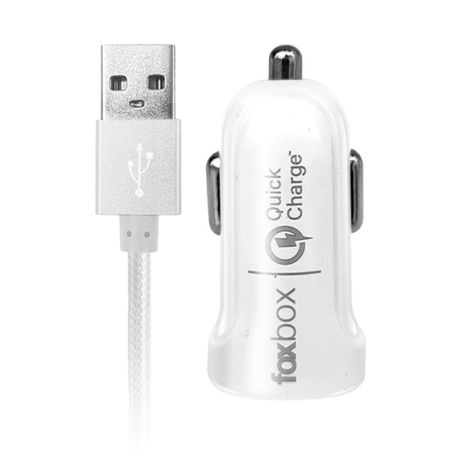 CARGADOR PARA AUTO FOXBOX WAY QC-CON CABLE USB/TIPO C BLANCO (4500)