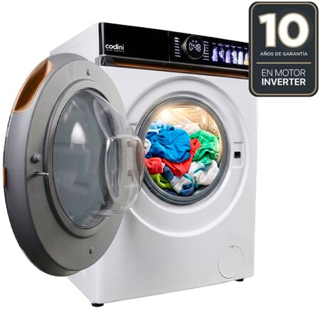 Lavasecarropas Codini BIAFB10014B 10kg A 7kg inverter 1400 rpm Color Blanco