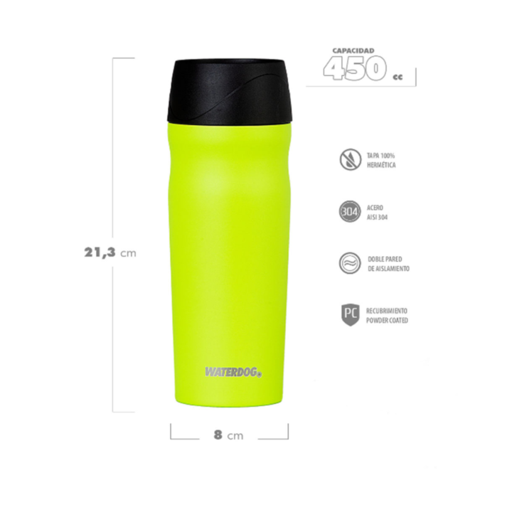 VASO WATERDOG 450CC CON TAPA PLASTICA (C:VERDE LIMA BOSSA450GY) - Vista 3