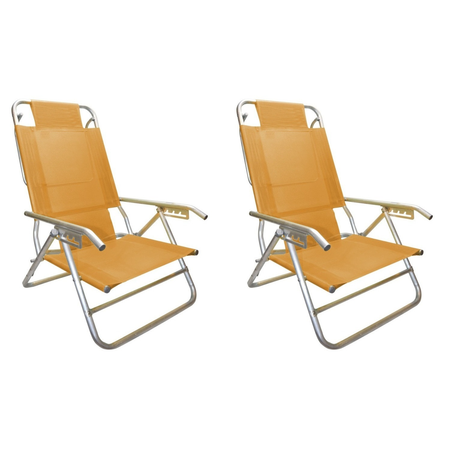 Set De 2 Reposeras Silla Aluminio Descansar 5 Pos. Coversol