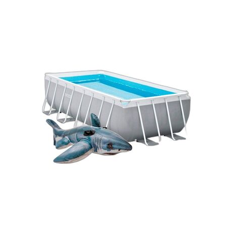 Combo Pileta Estructural Intex 10874L + Flotador Tiburon Blanco