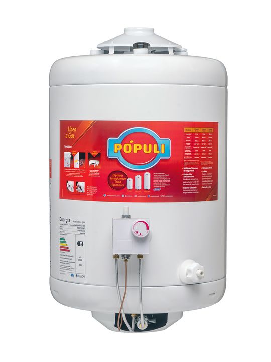 TERMOTANQUE ECOTERMO POPULI 45L.C/SUPERIOR GAS ENVASADO COLGAR - 4604519 - Vista 1
