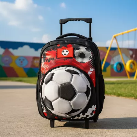 Mochila 14" Carro Carrito Escolar Con Ruedas Para Nenes Niños Futbol