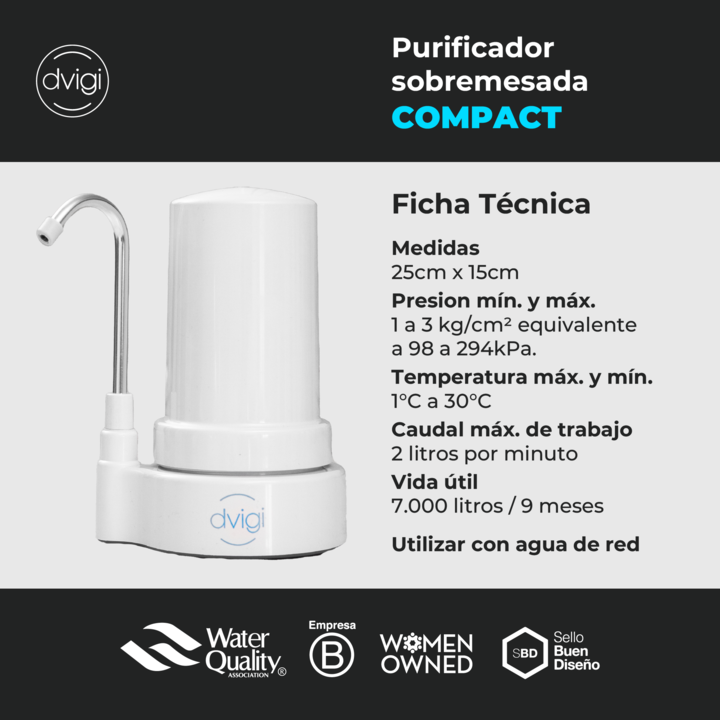 Filtro Purificador de Agua DVIGI COMPACT + 1 Filtro Adicional - Vista 4