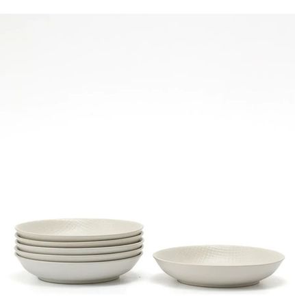 Set 6 Platos Hondo 20.6cm Kiki Off-white Porcelana Vajilla Beige