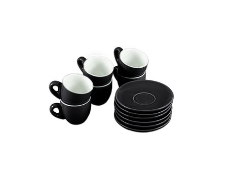 Taza Café 90Ml C/ Plato 11,5 Cm Negro Mate Set X 6