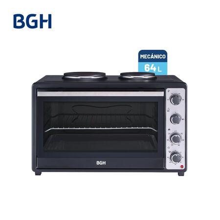 Horno Eléctrico BGH Mecánico con Anafe Antiadherente Negro 64L