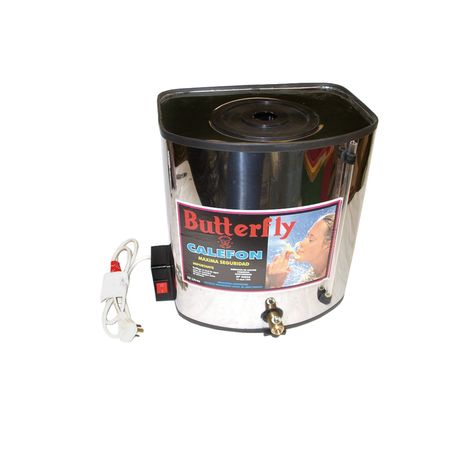 Calefon Butterfly 20 Lts Acero Inox Grifo Bronce Aprobado