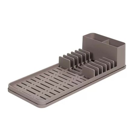 Escurridor De Platos De Plastico C/ Bandeja Single Warm Gray Brinox ( 17013/3126)