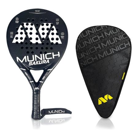 Paleta Padel Munich Sakura Foam Fibra Vidrio + Bolso Termico Negro/Blanco