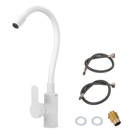 Grifería Monocomando Blanca Gadnic Para Cocina Flexible 