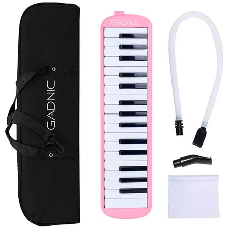 Flauta Melódica Rosa Gadnic Piano 32 Teclas Accesorios