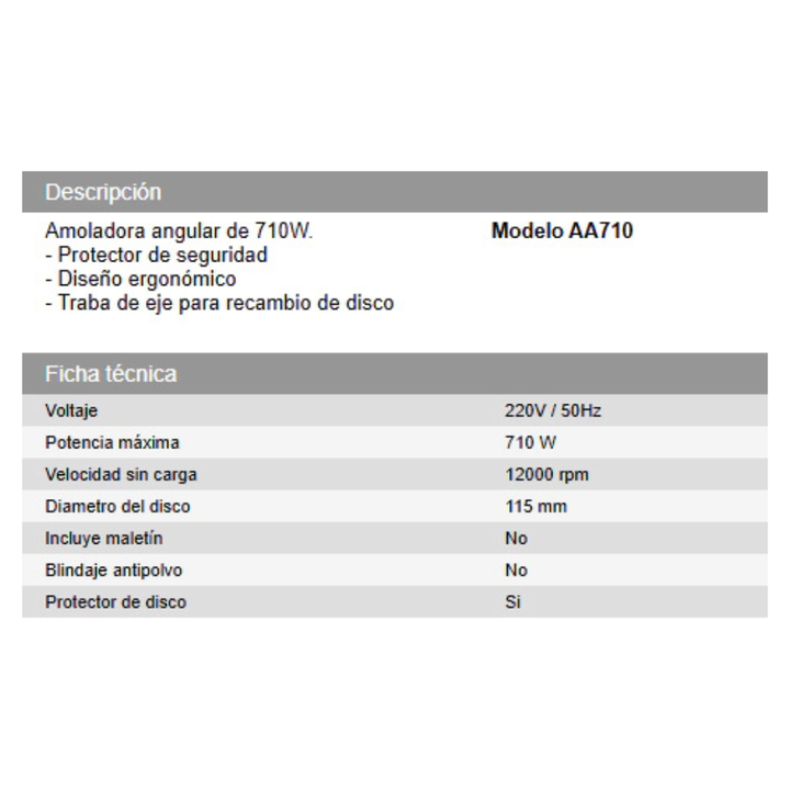 Combo Soldadora INVERTER de corriente continua 250 A + Amoladora Angular 710W - Modelos S21-250 y AA710 - Vista 3